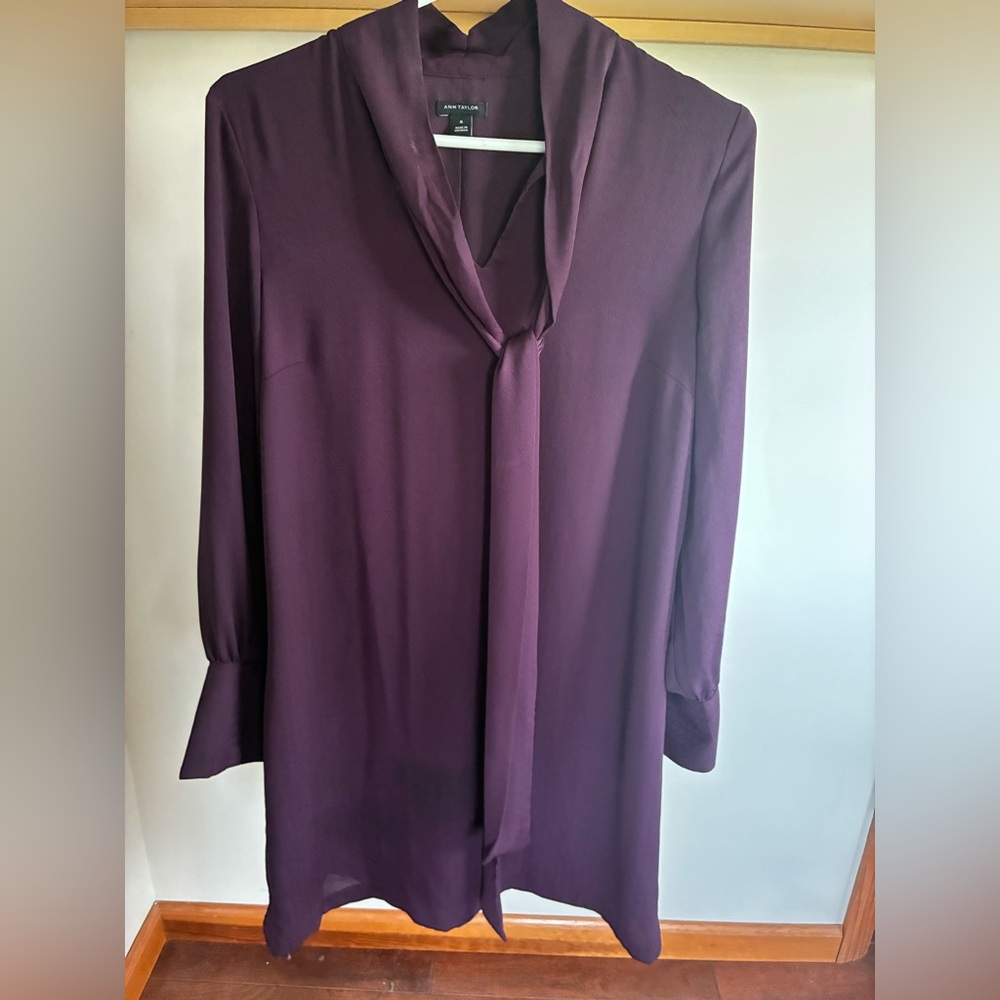 Ann Taylor Deep Plum dress with V-Neck
